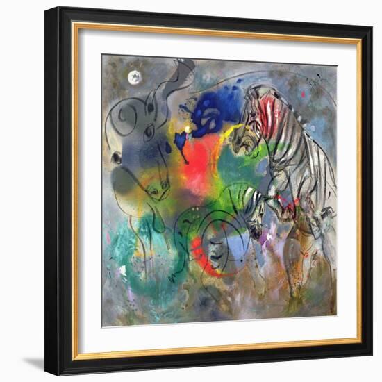 Zebra Mares, 1988-Jane Deakin-Framed Giclee Print