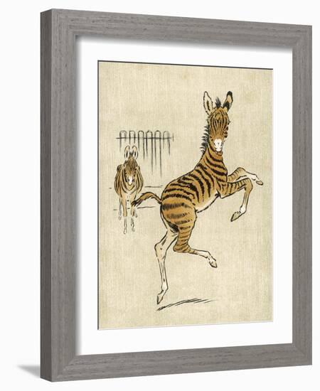 Zebra Mother and Young-null-Framed Art Print