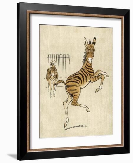 Zebra Mother and Young-null-Framed Art Print
