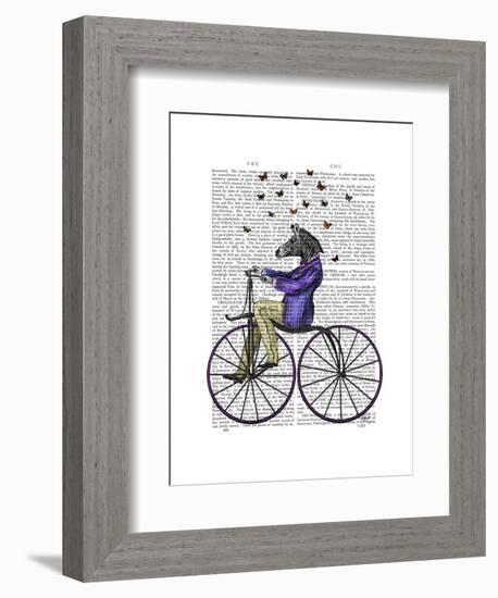 Zebra on Bicycle-Fab Funky-Framed Art Print