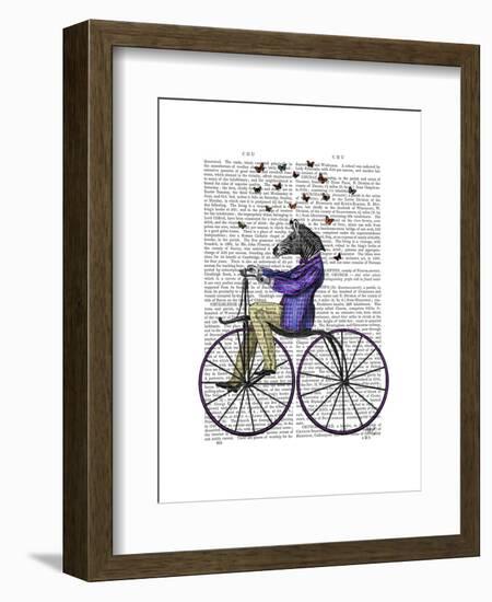 Zebra on Bicycle-Fab Funky-Framed Art Print