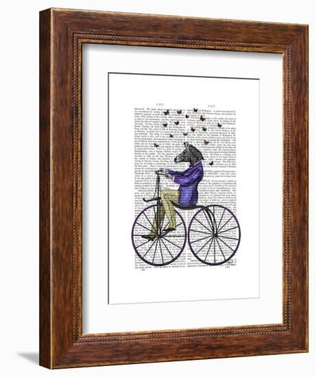 Zebra on Bicycle-Fab Funky-Framed Art Print