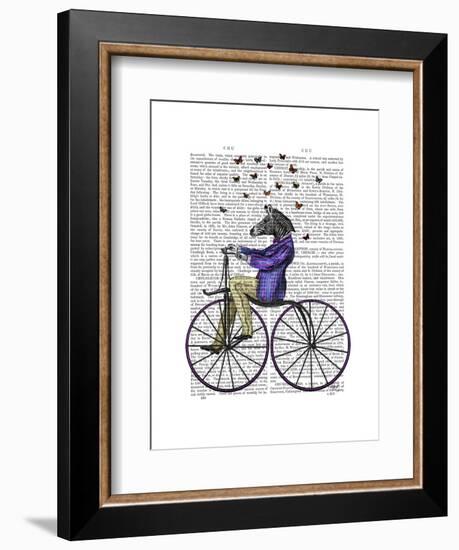 Zebra on Bicycle-Fab Funky-Framed Art Print