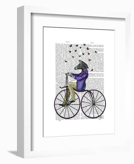 Zebra on Bicycle-Fab Funky-Framed Art Print