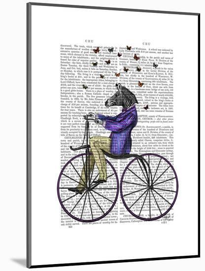 Zebra on Bicycle-Fab Funky-Mounted Art Print