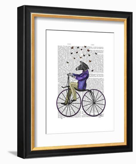 Zebra on Bicycle-Fab Funky-Framed Art Print