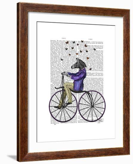 Zebra on Bicycle-Fab Funky-Framed Art Print