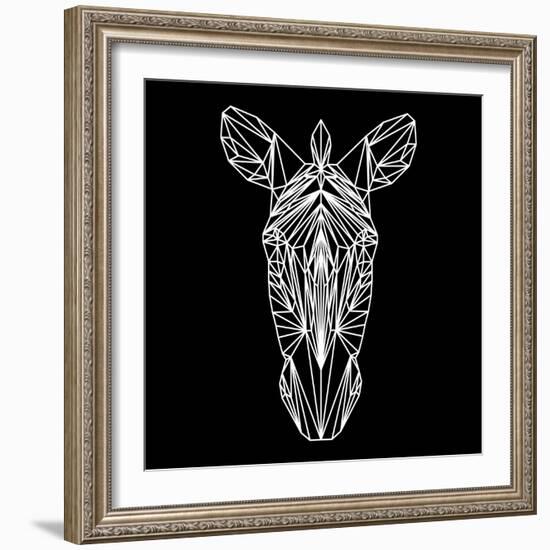 Zebra on Black-Lisa Kroll-Framed Art Print