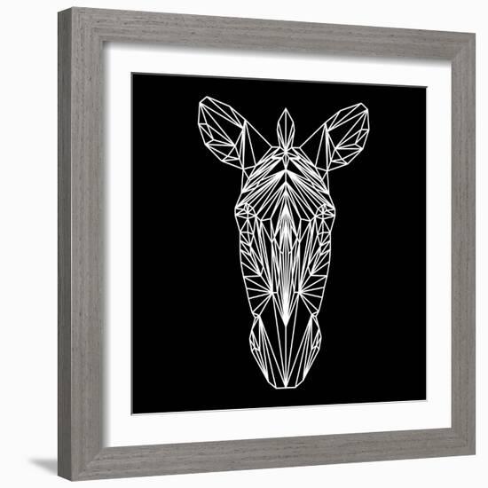 Zebra on Black-Lisa Kroll-Framed Art Print