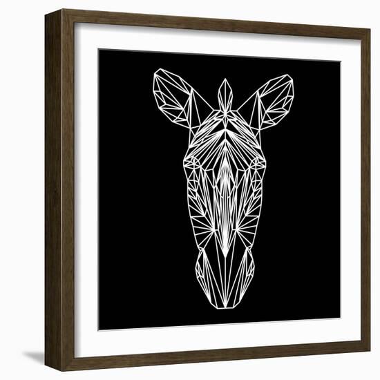 Zebra on Black-Lisa Kroll-Framed Art Print