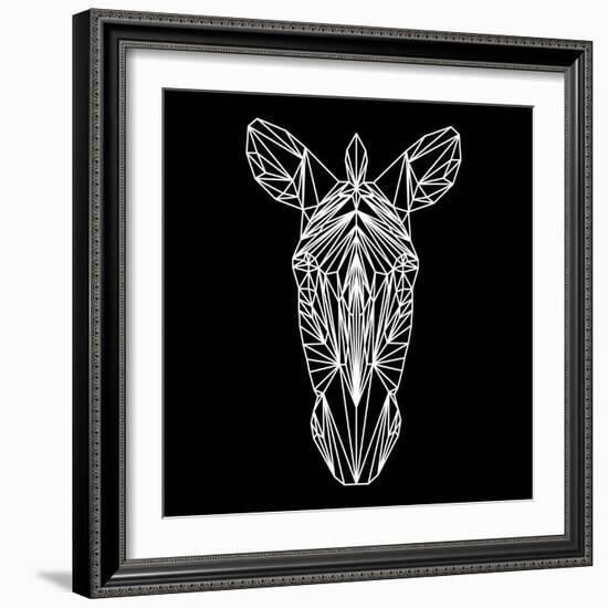 Zebra on Black-Lisa Kroll-Framed Art Print