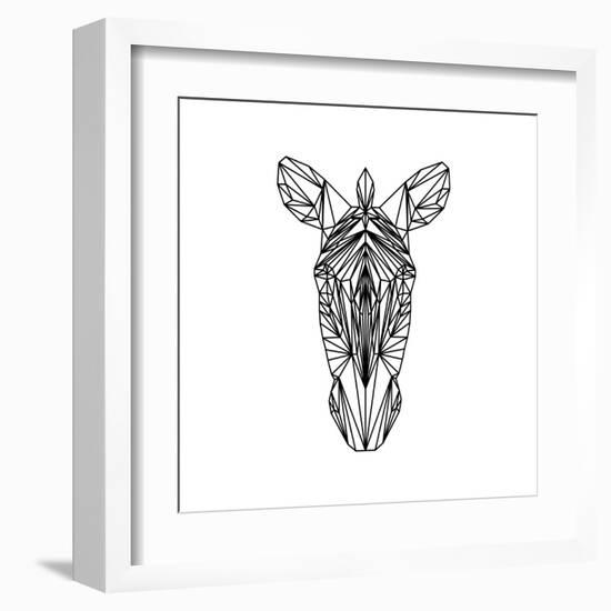 Zebra on White-Lisa Kroll-Framed Art Print