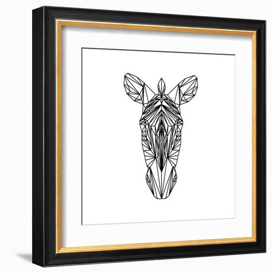 Zebra on White-Lisa Kroll-Framed Art Print