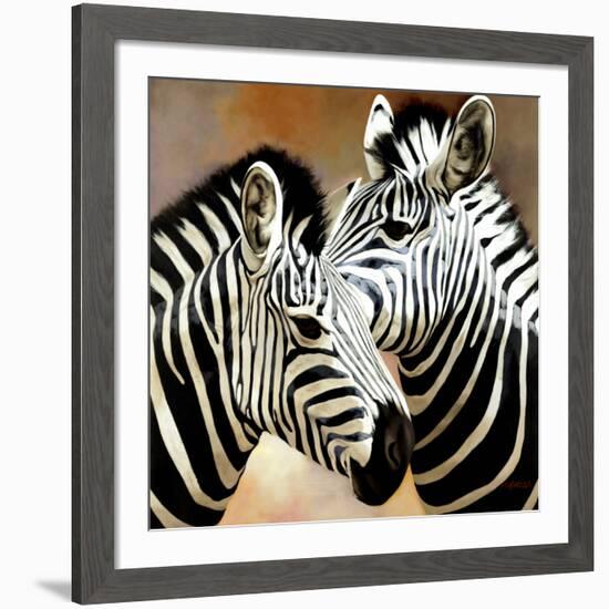 Zebra Pair-Arcobaleno-Framed Art Print