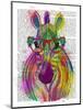 Zebra Rainbow Splash 1-Fab Funky-Mounted Art Print