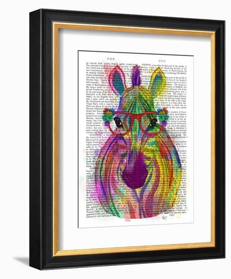 Zebra Rainbow Splash 1-Fab Funky-Framed Art Print