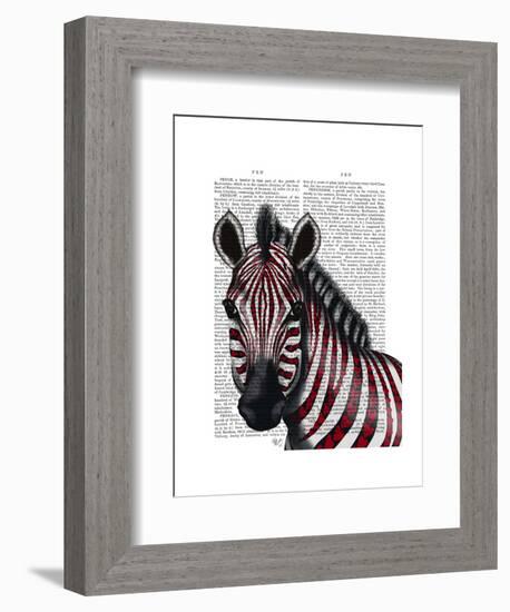 Zebra, Red Love Hearts-Fab Funky-Framed Art Print