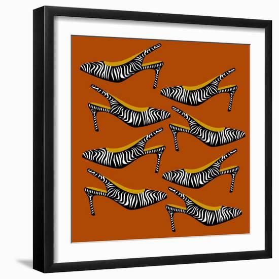 Zebra Slingbacks-Claire Huntley-Framed Giclee Print