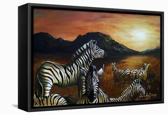 Zebra Sunset-Cherie Roe Dirksen-Framed Premier Image Canvas