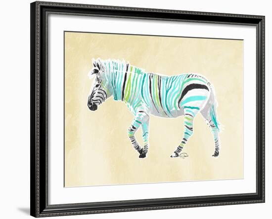 Zebra Teal Greens-OnRei-Framed Art Print