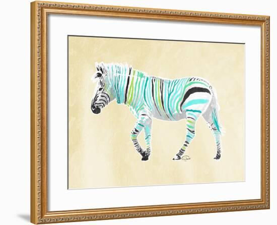Zebra Teal Greens-OnRei-Framed Art Print