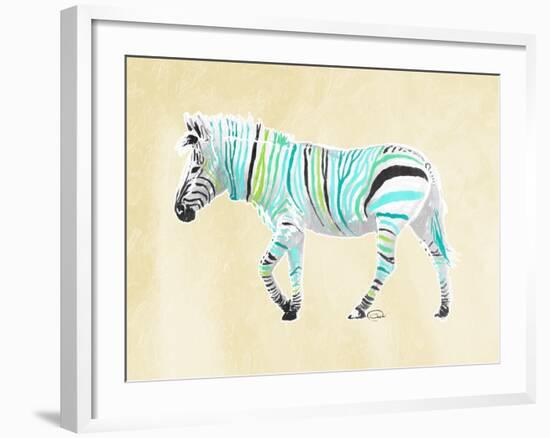 Zebra Teal Greens-OnRei-Framed Art Print