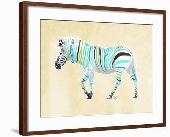 Zebra Teal Greens-OnRei-Framed Art Print