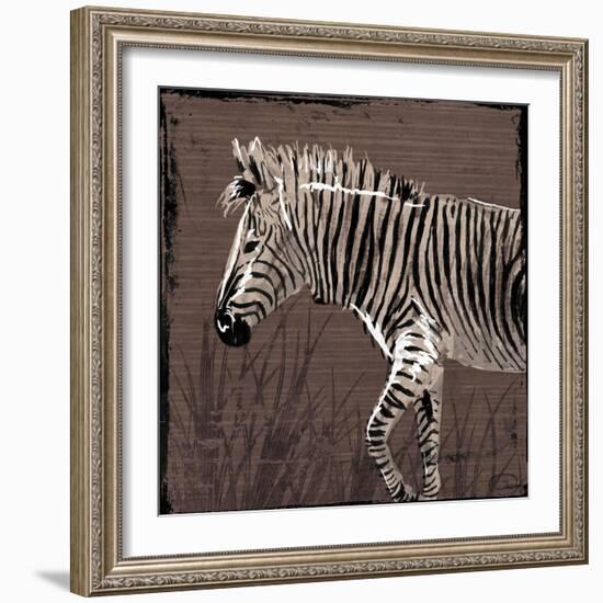 Zebra Walk Brown-OnRei-Framed Art Print