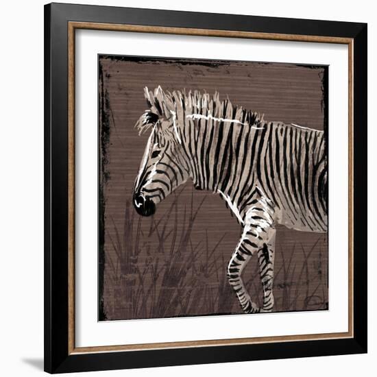 Zebra Walk Brown-OnRei-Framed Art Print