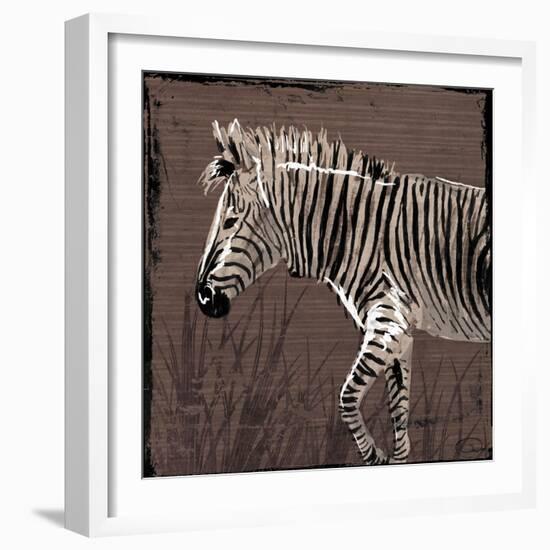 Zebra Walk Brown-OnRei-Framed Art Print