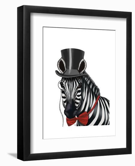 Zebra with Top Hat and Bow Tie 1, Sideways-Fab Funky-Framed Premium Giclee Print