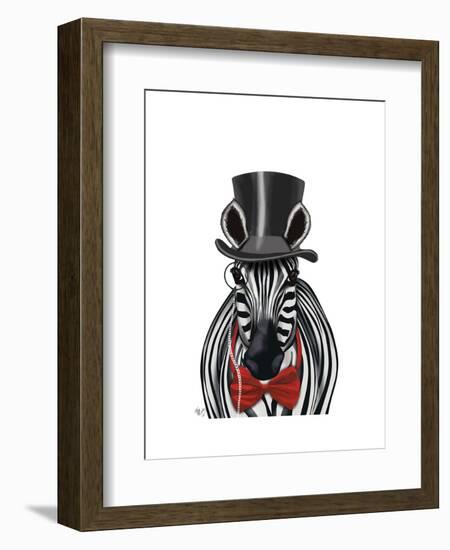 Zebra with Top Hat and Bow Tie 2, Forwards-Fab Funky-Framed Art Print