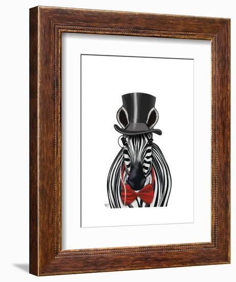 Zebra with Top Hat and Bow Tie 2, Forwards-Fab Funky-Framed Art Print