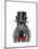 Zebra with Top Hat and Bow Tie 2, Forwards-Fab Funky-Mounted Art Print