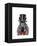 Zebra with Top Hat and Bow Tie 2, Forwards-Fab Funky-Framed Stretched Canvas