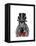 Zebra with Top Hat and Bow Tie 2, Forwards-Fab Funky-Framed Stretched Canvas