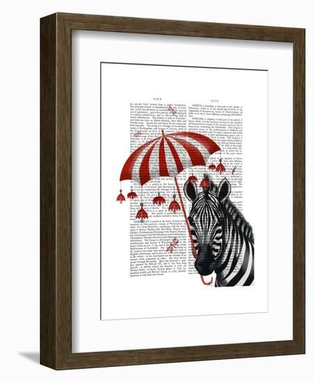 Zebra with Umbrella 1, Sideways-Fab Funky-Framed Art Print