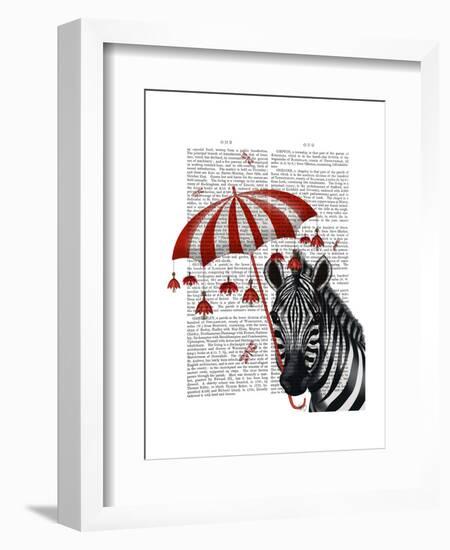 Zebra with Umbrella 1, Sideways-Fab Funky-Framed Art Print