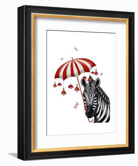 Zebra with Umbrella 1, Sideways-Fab Funky-Framed Art Print