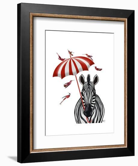 Zebra with Umbrella 2, Forward-Fab Funky-Framed Art Print