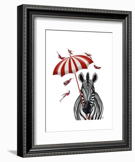 Zebra with Umbrella 2, Forward-Fab Funky-Framed Art Print