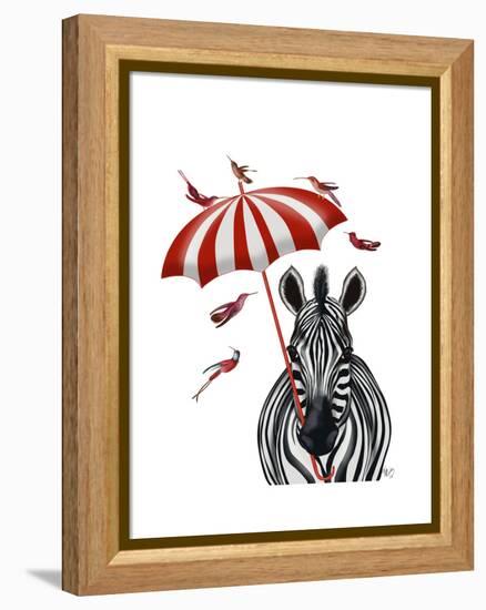 Zebra with Umbrella 2, Forward-Fab Funky-Framed Stretched Canvas