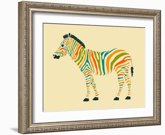 Zebra-Jazzberry Blue-Framed Art Print