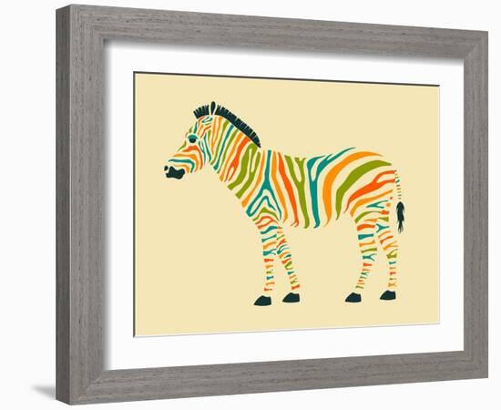 Zebra-Jazzberry Blue-Framed Art Print