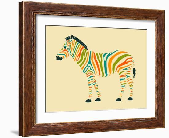 Zebra-Jazzberry Blue-Framed Art Print