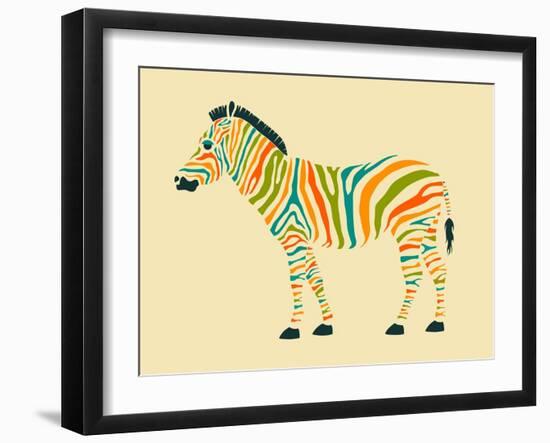 Zebra-Jazzberry Blue-Framed Art Print