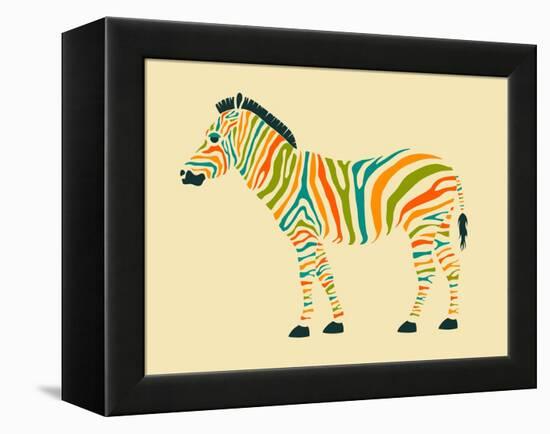 Zebra-Jazzberry Blue-Framed Stretched Canvas