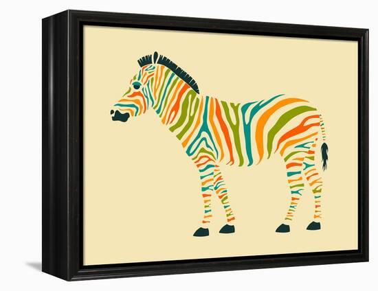 Zebra-Jazzberry Blue-Framed Stretched Canvas