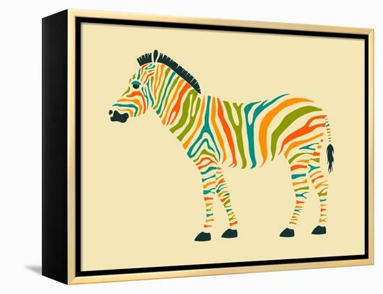 Zebra-Jazzberry Blue-Framed Stretched Canvas