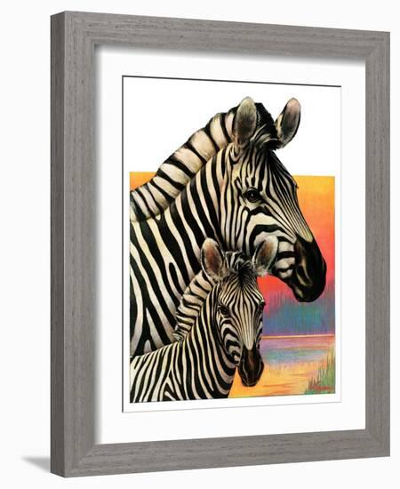 "Zebras,"June 25, 1932-Jack Murray-Framed Giclee Print